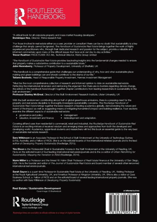 Produktbild: Routledge Handbook of Sustainable Real Estate