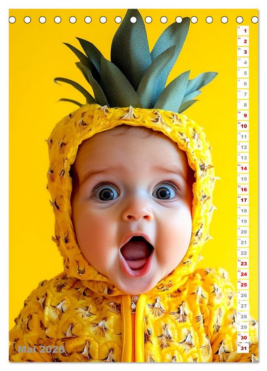 Produktbild: Babys in Bestform - Lustige Fr&uuml;chtchen (Tischkalender 2026 DIN A5 hoch), CALVENDO Monatskalender