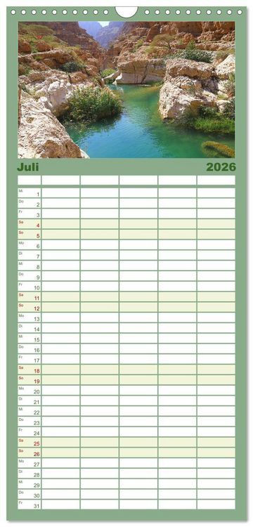 Produktbild: Familienplaner 2026 - Unterwegs im Weihrauchland Oman mit 5 Spalten (Wandkalender, 21 x 45 cm) CALVENDO
