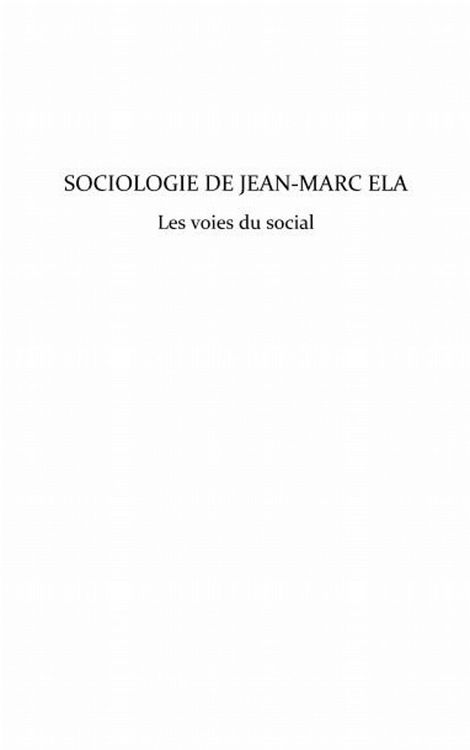 Produktbild: Sociologie de Jean-Marc Ela. Les voies du social