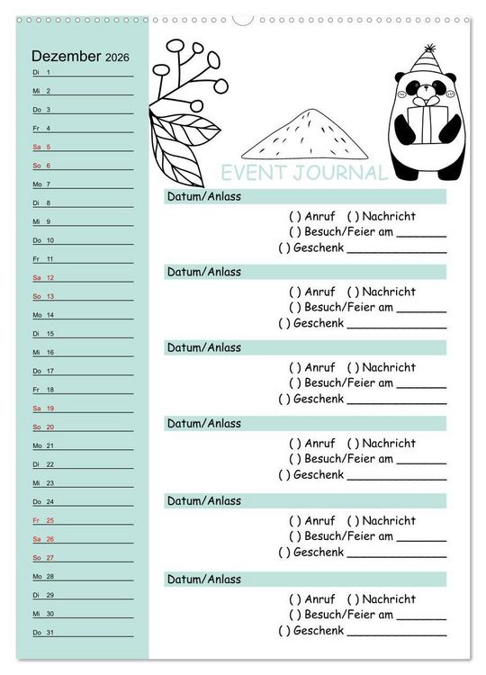Produktbild: Geburtstagsplaner Doodle Tiere - F&uuml;r Termine, Geschenke, Eventdetails & mehr (hochwertiger Premium Wandkalender 2026 DIN A2 hoch), Kunstdruck in Hochglanz