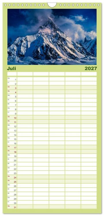 Produktbild: Familienplaner 2027 - Berge des Karakorum mit 5 Spalten (Wandkalender, 21 x 45 cm) CALVENDO
