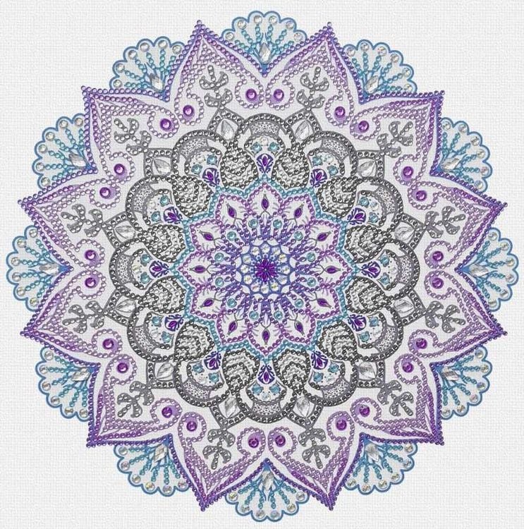 Produktbild: URSUS Erwachsenen-Bastelsets Diamond Painting, Diamanten Mandala, t&uuml;rkis/lila/anthrazit, Set 12