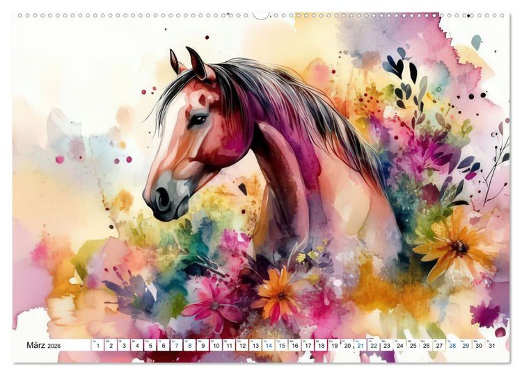 Produktbild: Hufspuren im Bl&uuml;tenmeer (hochwertiger Premium Wandkalender 2026 DIN A2 quer), Kunstdruck in Hochglanz