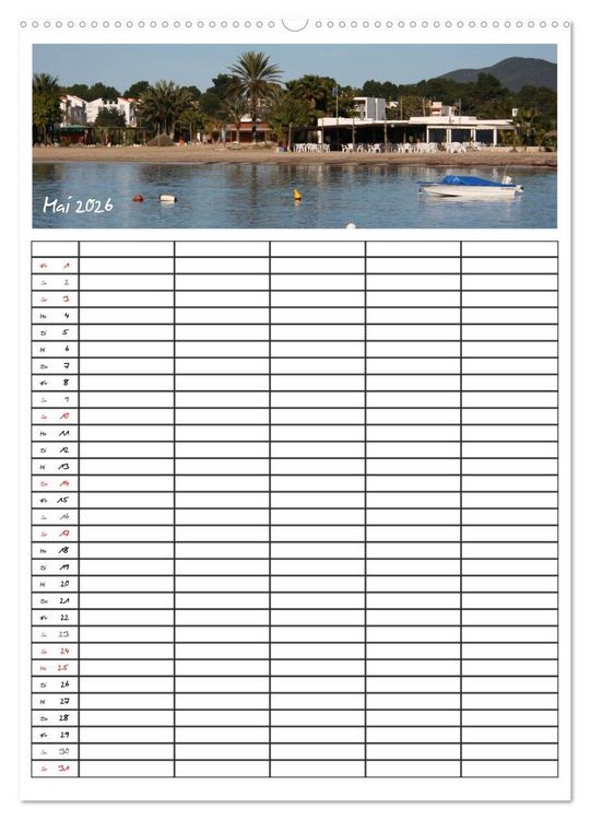Produktbild: Ibiza / Familienplaner (Wandkalender 2026 DIN A2 hoch), CALVENDO Monatskalender