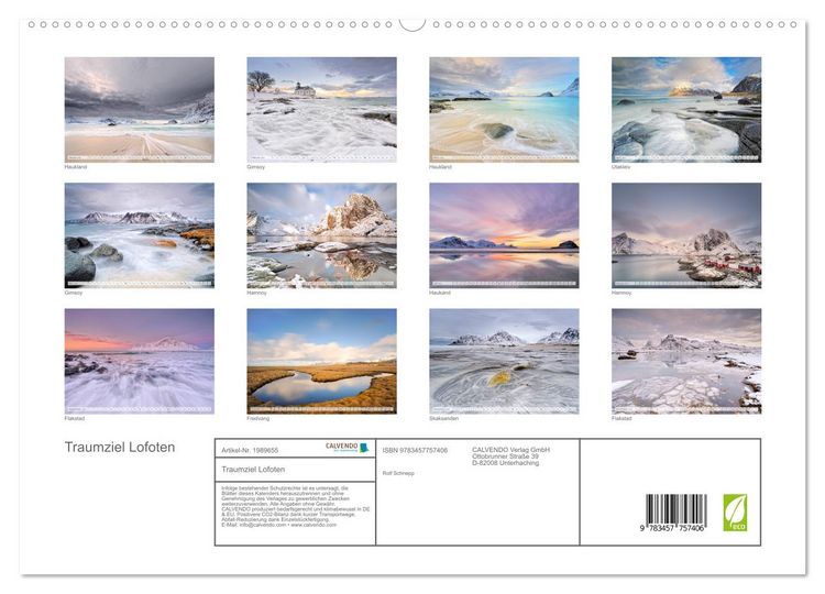 Produktbild: Traumziel Lofoten (hochwertiger Premium Wandkalender 2026 DIN A2 quer), Kunstdruck in Hochglanz