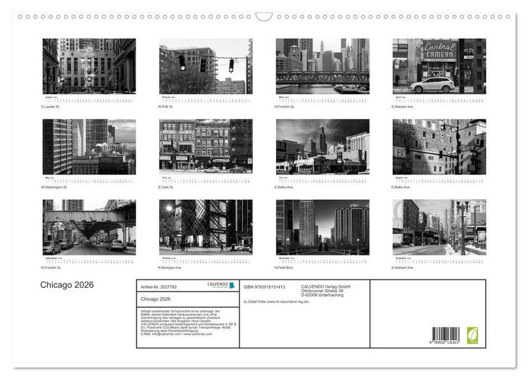 Produktbild: Chicago 2026 (Wandkalender 2026 DIN A2 quer), CALVENDO Monatskalender