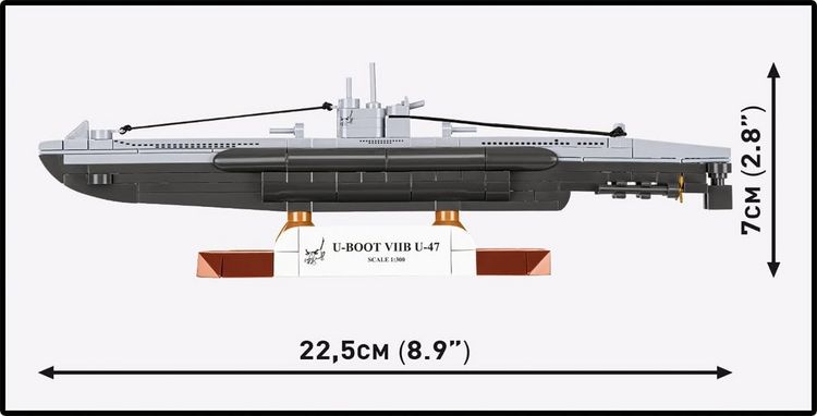 Produktbild: COBI Historical Collection 4858 - U-Boot VIIB U-47, WWII, Bausatz 1:300, Klemmbausteine 165 Teile