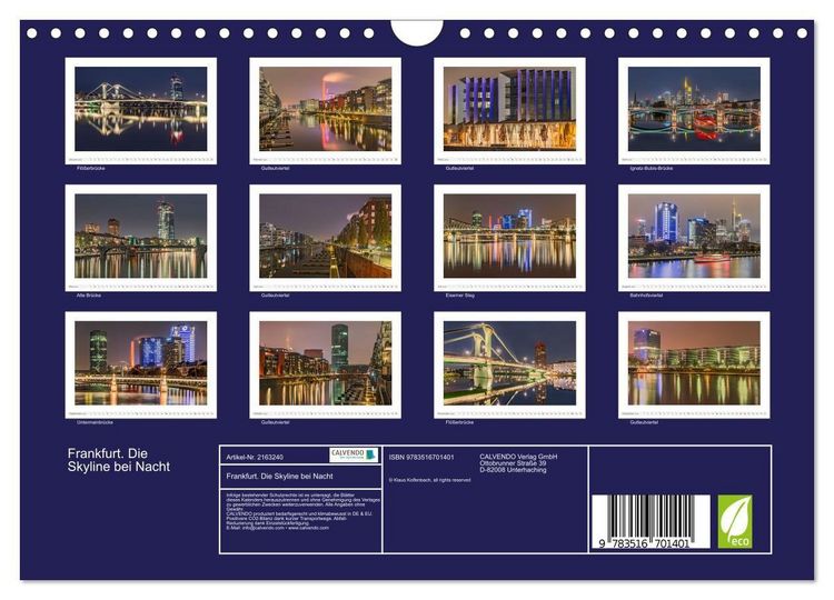 Produktbild: Frankfurt. Die Skyline bei Nacht (Wandkalender 2026 DIN A4 quer), CALVENDO Monatskalender