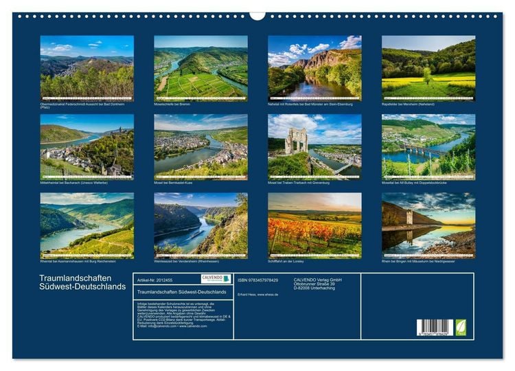 Produktbild: Traumlandschaften S&uuml;dwest-Deutschlands (Wandkalender 2026 DIN A2 quer), CALVENDO Monatskalender