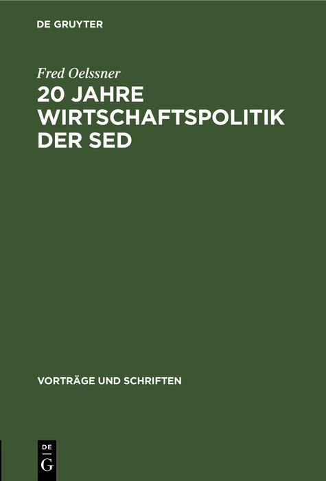 Produktbild: 20 Jahre Wirtschaftspolitik der Sed
