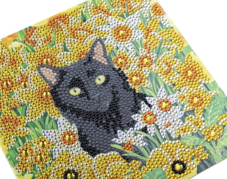Produktbild: Craft Buddy CCK-A103 - Crystal Art Card Kit, Cat Among the Flowers, Katze, 18x18cm, Kristall-Kunstkarte, Diamond Painting