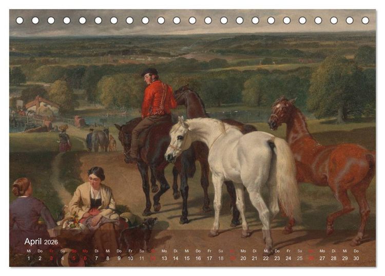 Produktbild: Pferde-&Ouml;lgem&auml;lde - Die Kunst der alten Meister (Tischkalender 2026 DIN A5 quer), CALVENDO Monatskalender