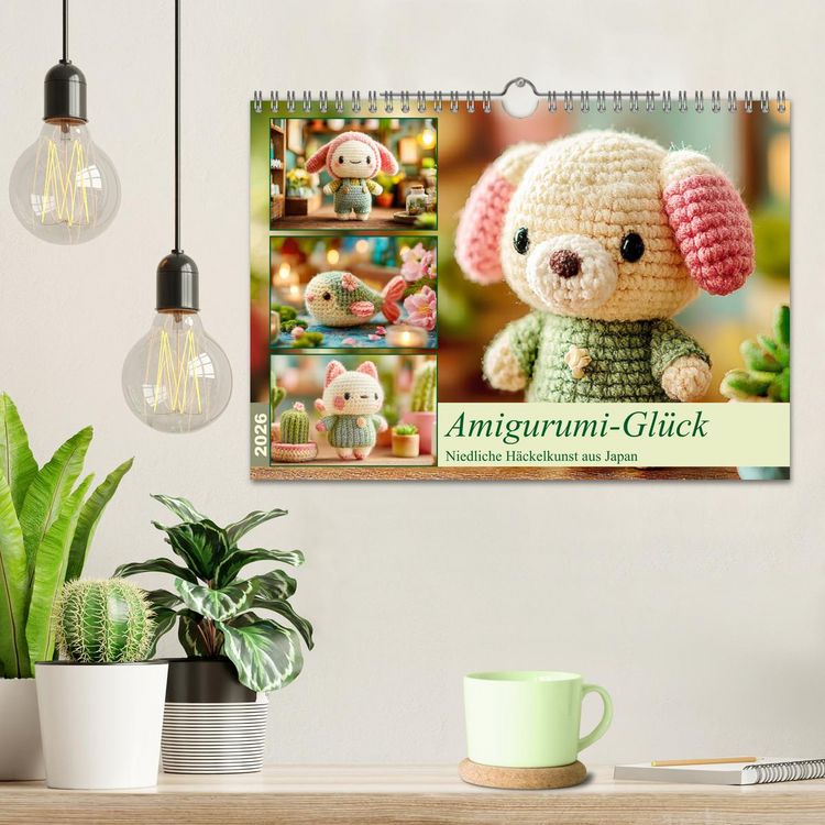 Produktbild: Amigurumi-Gl&uuml;ck. Niedliche H&auml;ckelkunst aus Japan (Wandkalender 2026 DIN A4 quer), CALVENDO Monatskalender