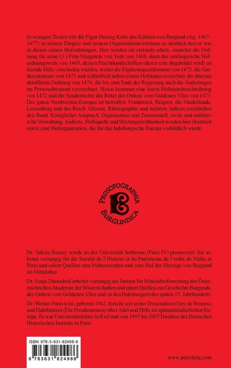 Produktbild: Die Hofordnungen der Herz&ouml;ge von Burgund