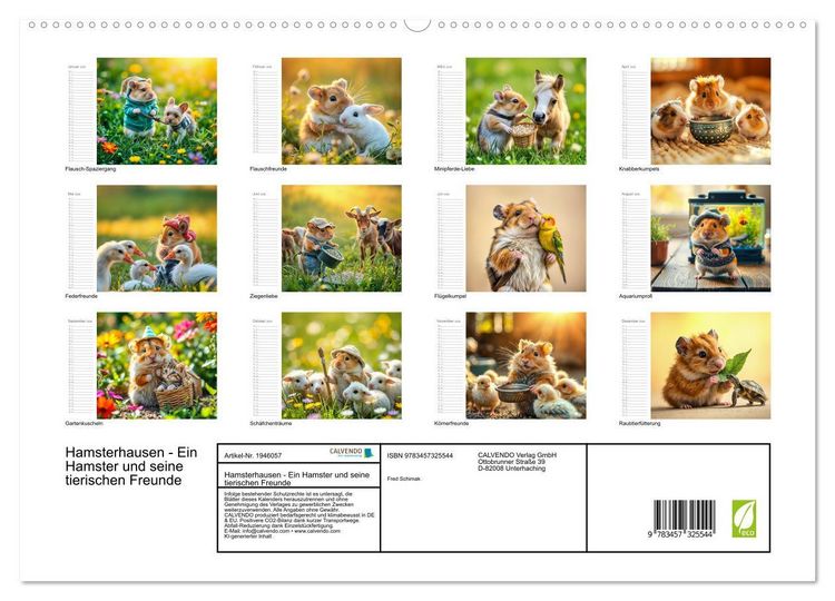 Produktbild: Hamsterhausen - Ein Hamster und seine tierischen Freunde (hochwertiger Premium Wandkalender 2026 DIN A2 quer), Kunstdruck in Hochglanz