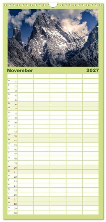 Produktbild: Familienplaner 2027 - Berge des Karakorum mit 5 Spalten (Wandkalender, 21 x 45 cm) CALVENDO