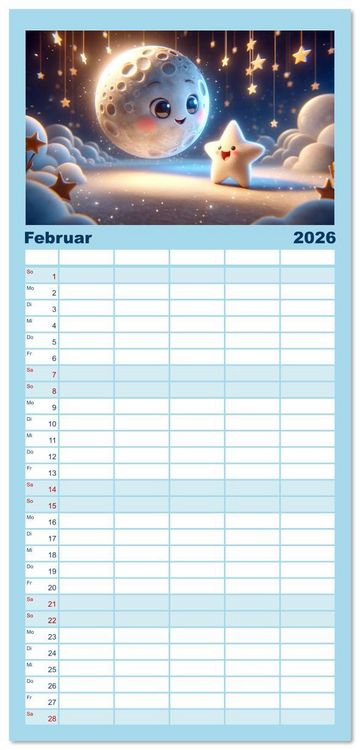 Produktbild: Familienplaner 2026 - Himmelsfunken: Der kleine Stern und seine Reisen mit 5 Spalten (Wandkalender, 21 x 45 cm) CALVENDO