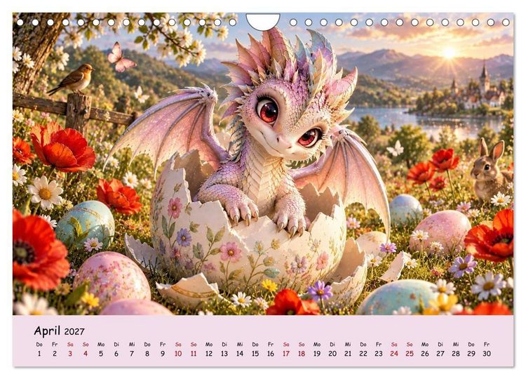 Produktbild: Kleine Fantasiedrachen und ihre Abenteuer (Wandkalender 2027 DIN A4 quer), CALVENDO Monatskalender