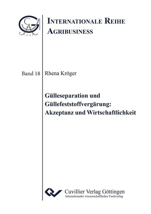 Produktbild: G&uuml;lleseparation und G&uuml;llefeststoffverg&auml;rung: Akzeptanz und Wirtschaftlichkeit