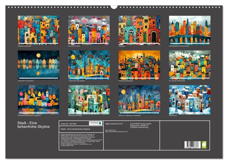 Produktbild: Stadt - Eine farbenfrohe Skyline (Wandkalender 2026 DIN A2 quer), CALVENDO Monatskalender