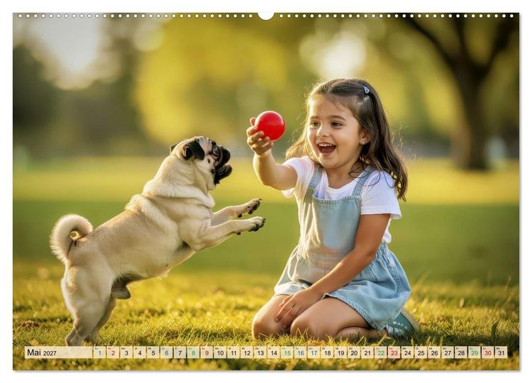 Produktbild: Der kleine Mops-Kalender (Wandkalender 2027 DIN A2 quer), CALVENDO Monatskalender