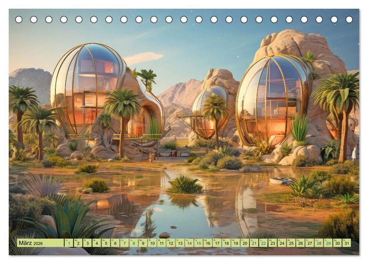 Produktbild: Futuristische moderne Behausungen (Tischkalender 2026 DIN A5 quer), CALVENDO Monatskalender