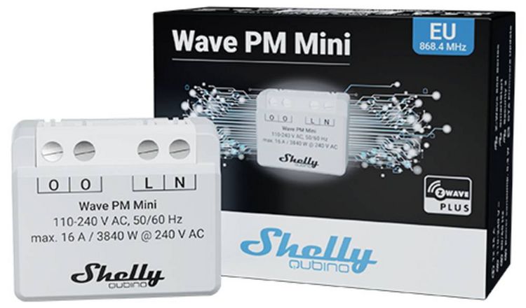 Produktbild: Shelly Qubino Wave PM Mini Schalt-Messaktor Z-Wave