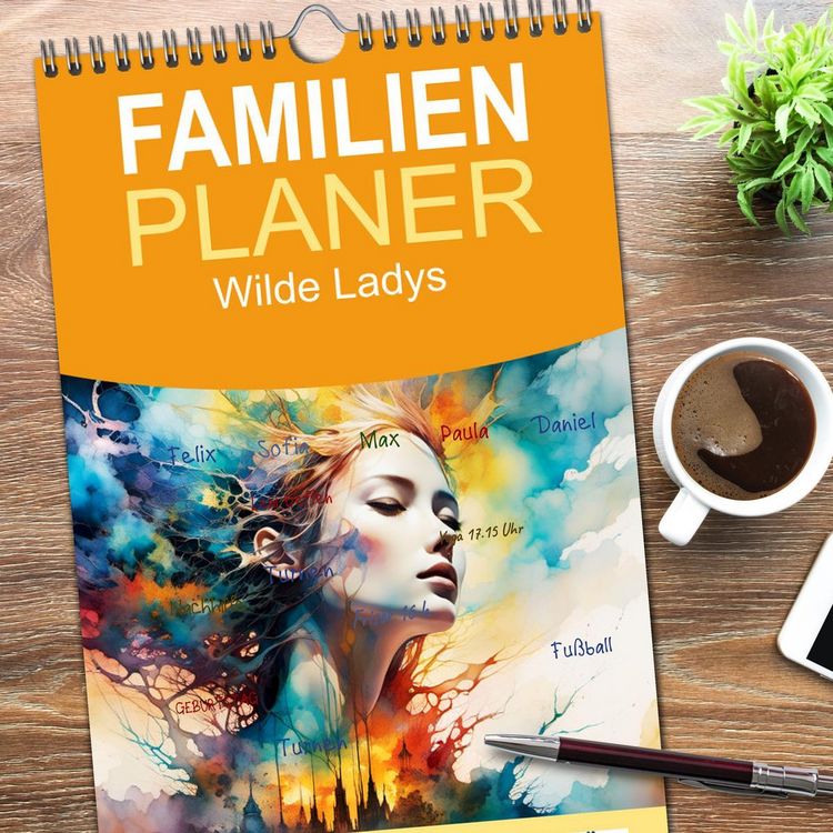 Produktbild: Familienplaner 2026 - Wilde Ladys mit 5 Spalten (Wandkalender, 21 x 45 cm) CALVENDO