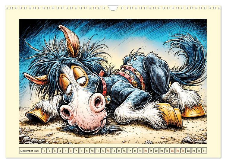 Produktbild: Wiehern garantiert. Der verr&uuml;ckte Pferde-Cartoon-Spa&szlig; (Wandkalender 2026 DIN A3 quer), CALVENDO Monatskalender