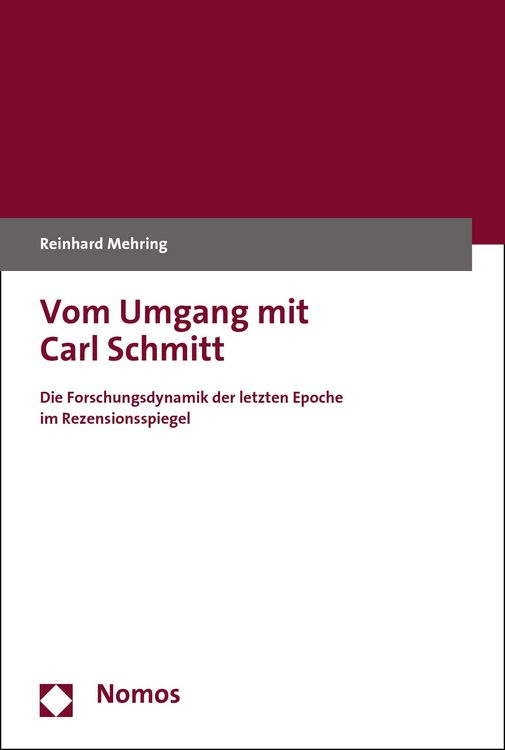Produktbild: Vom Umgang mit Carl Schmitt