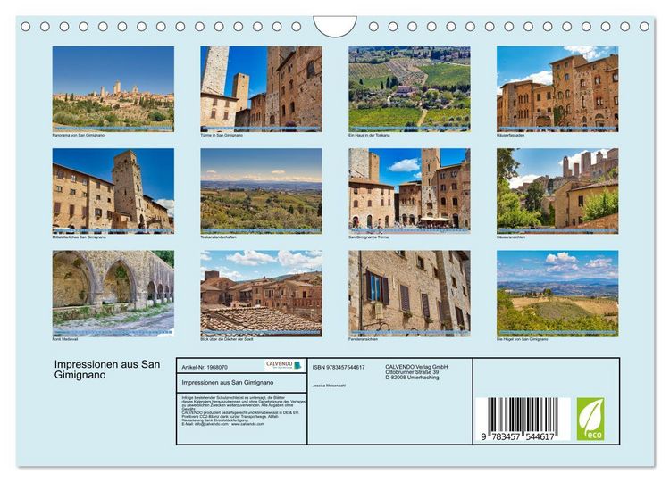 Produktbild: Impressionen aus San Gimignano (Wandkalender 2026 DIN A4 quer), CALVENDO Monatskalender