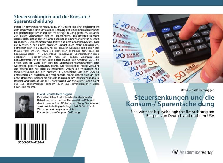 Produktbild: Steuersenkungen und die Konsum-/ Sparentscheidung
