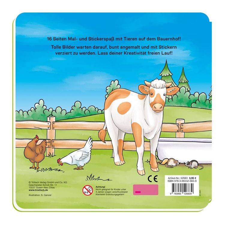 Produktbild: Tr&ouml;tsch Malbuch Stickermalbuch Bauernhoftiere