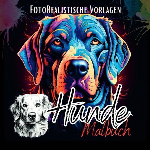 Produktbild: Black Midnight- Animals / Hunde Malbuch &bdquo;Fotorealistisch&ldquo;.