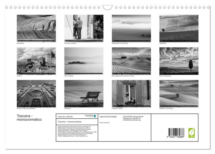 Produktbild: Toscana - monocromatico (Wandkalender 2026 DIN A3 quer), CALVENDO Monatskalender