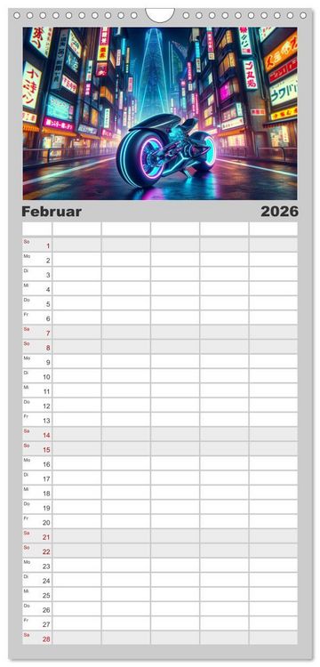 Produktbild: Familienplaner 2026 - Custom Dreams - Showbike Wonders mit 5 Spalten (Wandkalender, 21 x 45 cm) CALVENDO