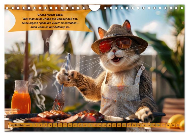 Produktbild: Tierisch lustige Grillmeister (Wandkalender 2026 DIN A4 quer), CALVENDO Monatskalender