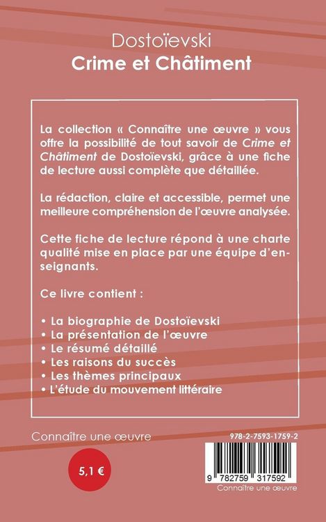 Produktbild: Fiche de lecture Crime et Ch&acirc;timent (Analyse litt&eacute;raire de r&eacute;f&eacute;rence et r&eacute;sum&eacute; complet)