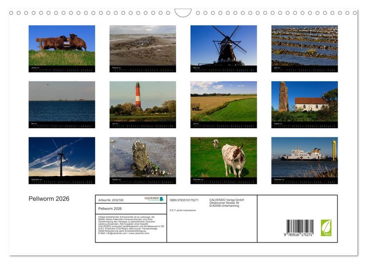 Produktbild: Pellworm 2026 (Wandkalender 2026 DIN A3 quer), CALVENDO Monatskalender