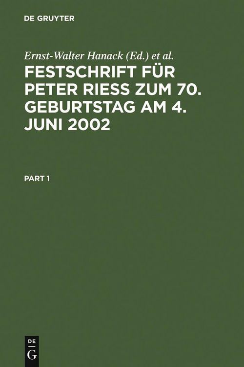 Produktbild: Festschrift f&uuml;r Peter Rie&szlig; zum 70. Geburtstag am 4. Juni 2002