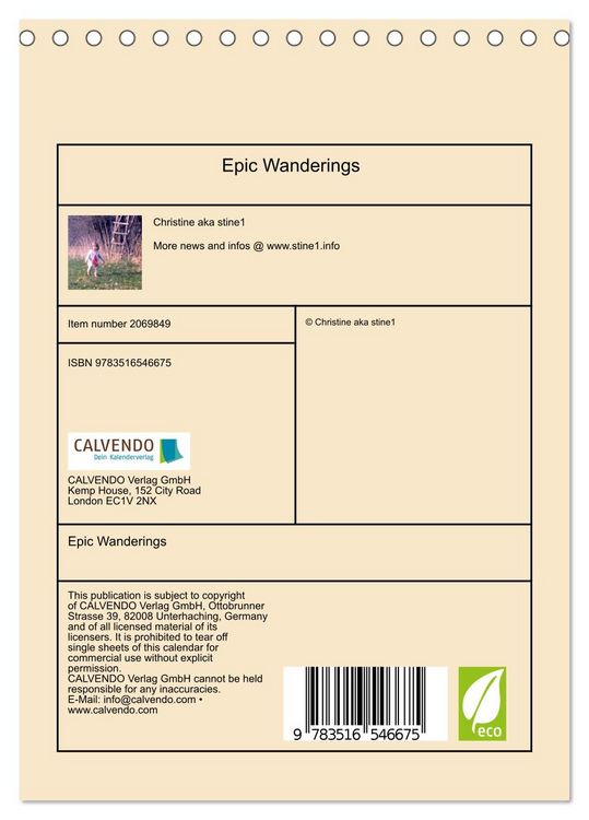 Produktbild: Epic Wanderings (Desk Calendar 2026 DIN A5 portrait), CALVENDO 12 Month DeskCalendar