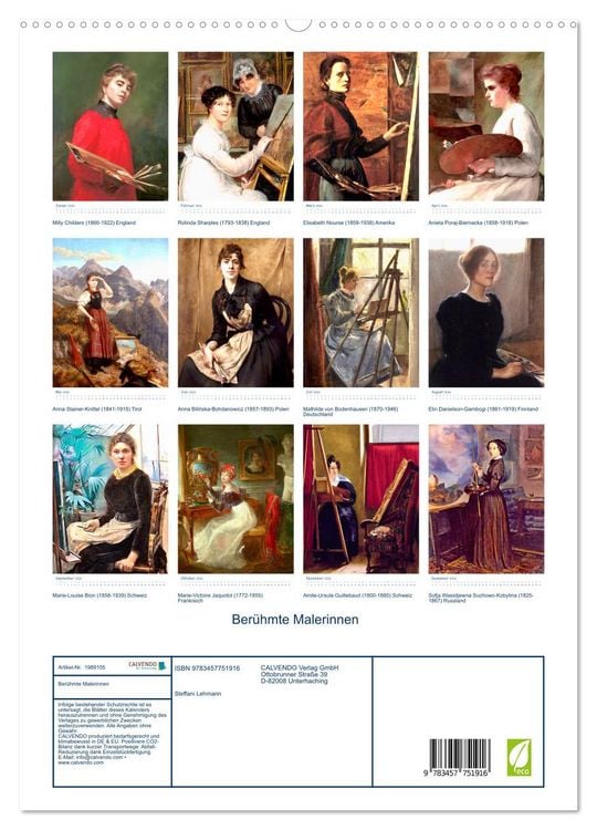 Produktbild: Ber&uuml;hmte Malerinnen (hochwertiger Premium Wandkalender 2026 DIN A2 hoch), Kunstdruck in Hochglanz