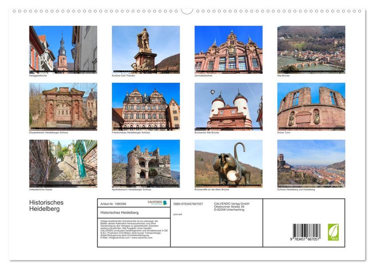Produktbild: Historisches Heidelberg (hochwertiger Premium Wandkalender 2026 DIN A2 quer), Kunstdruck in Hochglanz