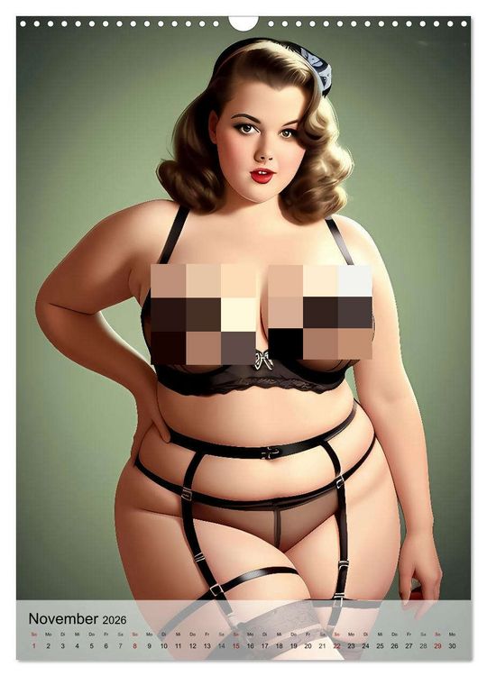 Produktbild: Pin up Girls Hei&szlig;e Kurven mit Retro Charme (Wandkalender 2026 DIN A3 hoch), CALVENDO Monatskalender