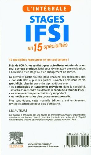 Produktbild: L'int&eacute;grale stages IFSI en 17 sp&eacute;cialit&eacute;s : fiches de synth&egrave;se