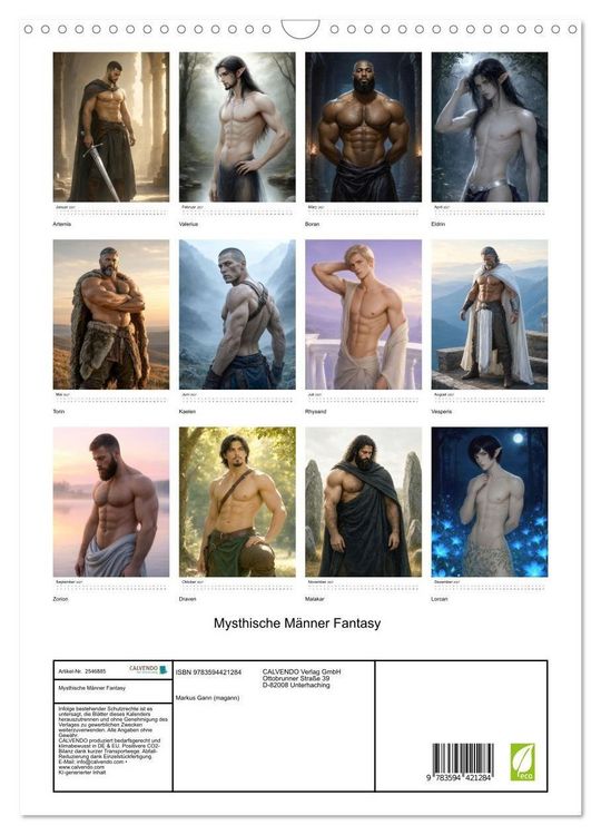 Produktbild: Mysthische M&auml;nner Fantasy (Wandkalender 2027 DIN A3 hoch), CALVENDO Monatskalender