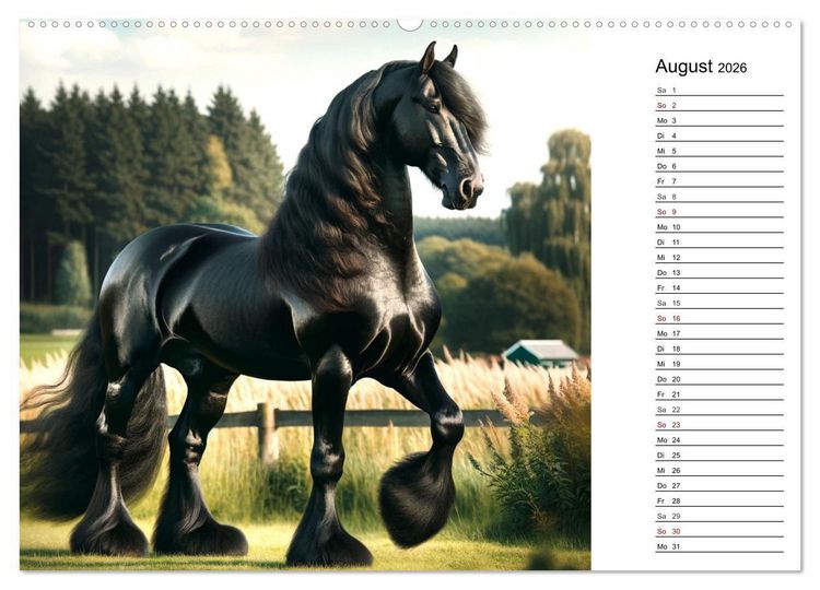 Produktbild: Kaltbl&uuml;ter - Die majest&auml;tische Kraft und Sch&ouml;nheit der Kaltblutpferde (hochwertiger Premium Wandkalender 2026 DIN A2 quer), Kunstdruck in Hochglanz