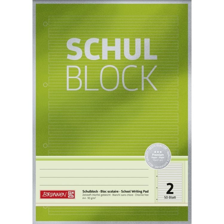 Produktbild: Brunnen Schulblock A4 Lin2 50Bl Premium