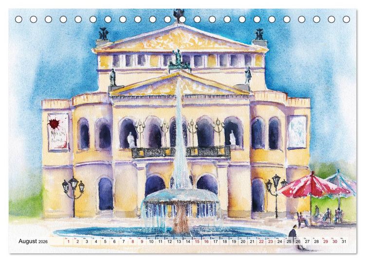 Produktbild: Frankfurt in Aquarell (Tischkalender 2026 DIN A5 quer), CALVENDO Monatskalender